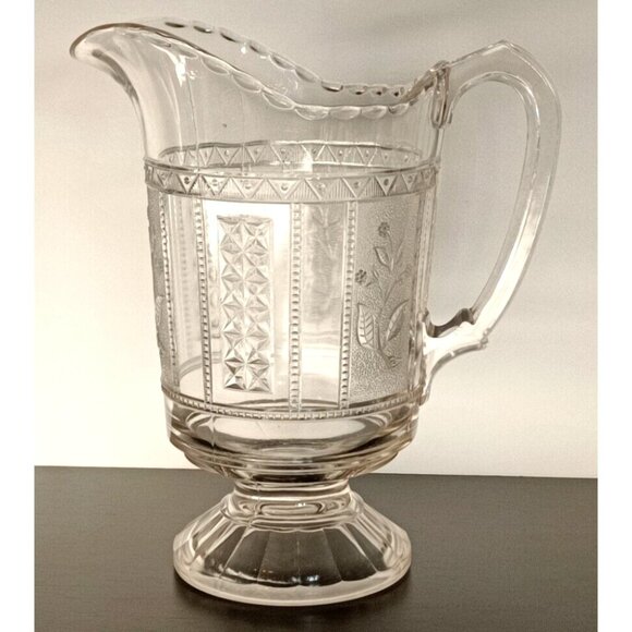 EAPG Antique Bryce Brothers Glass Pitcher Forget Me Not Water Pitcher Victorian - Picture 1 of 11